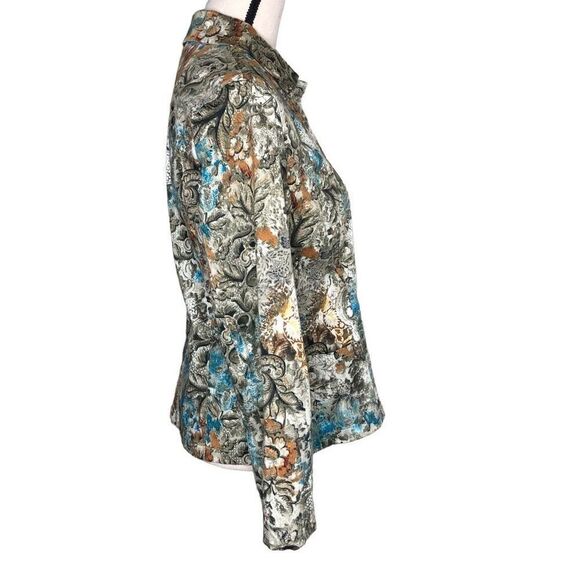 Chico’s Floral Print Cotton Jacket Size 4 - Picture 3 of 15